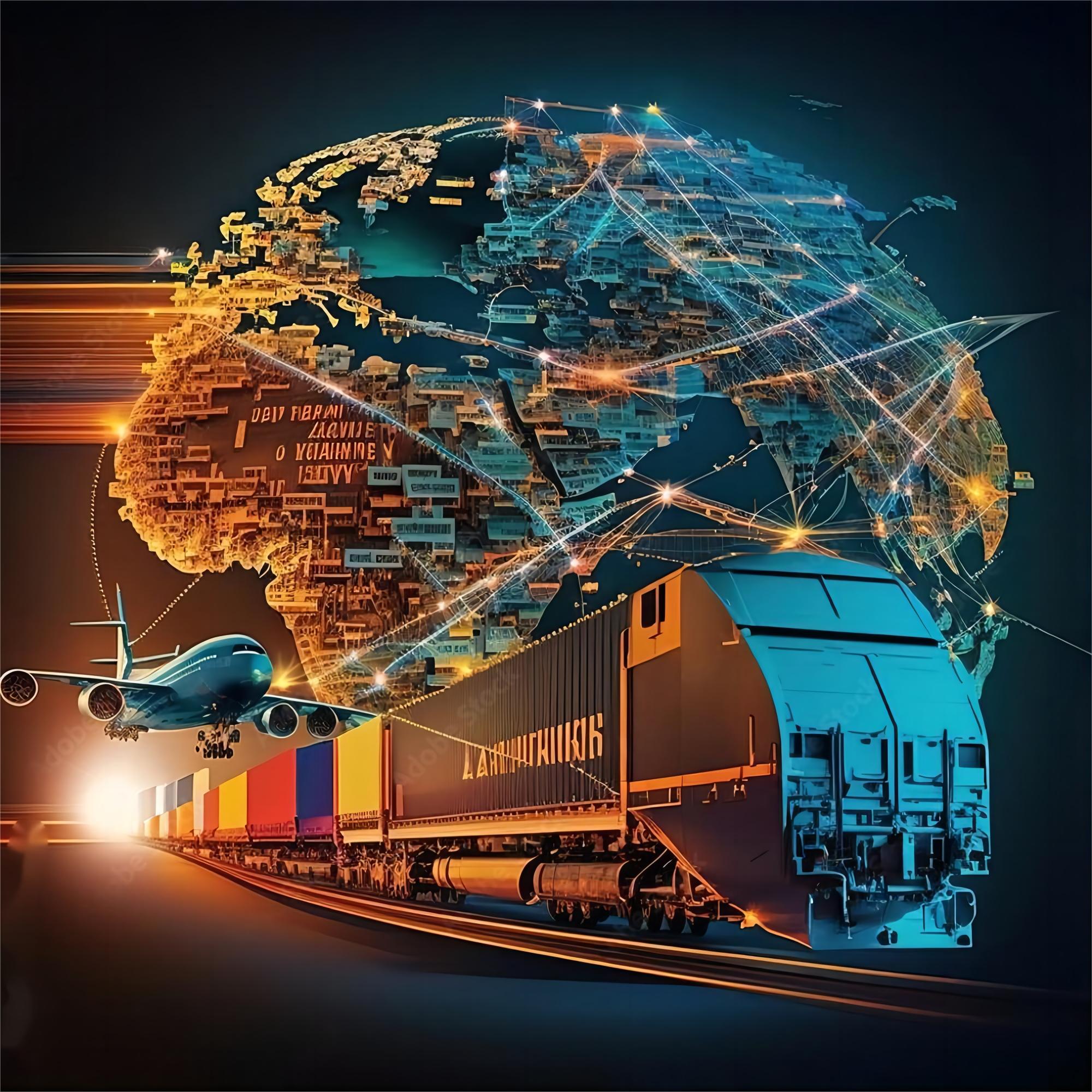 Logistics workers managing container cargo at a busy port