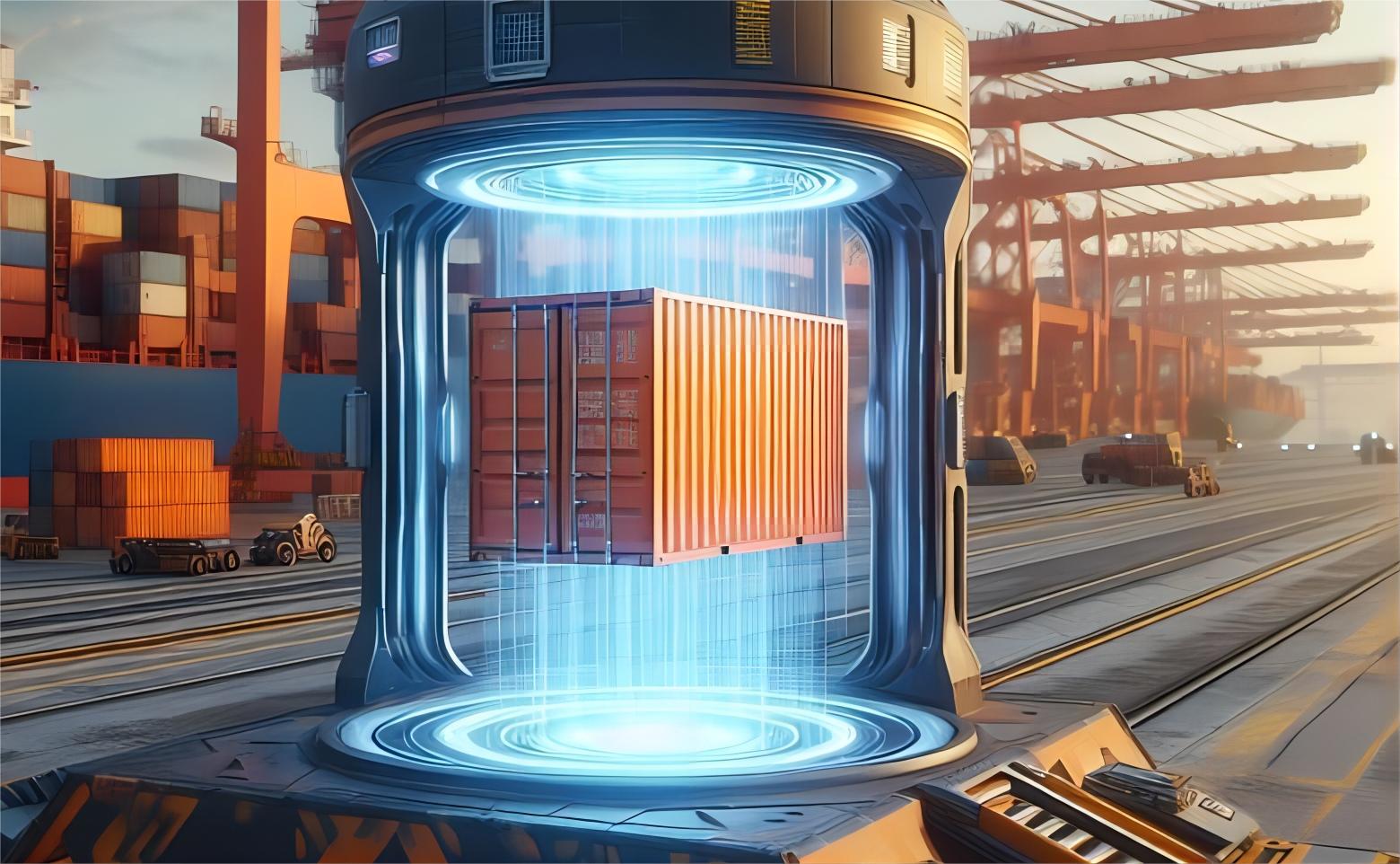 Stack of shipping containers at a busy international terminal