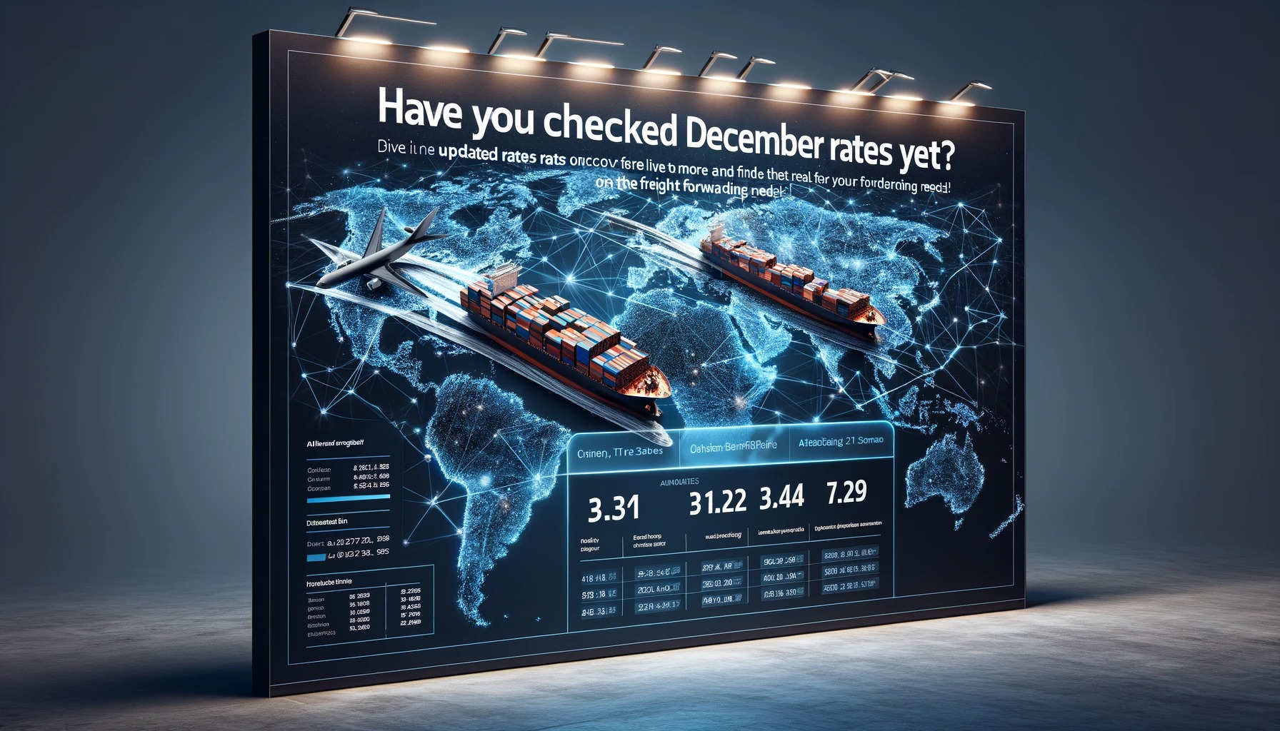 Comparison table for sea and air freight services