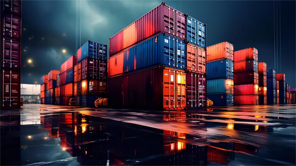 Container ship arriving at a French port