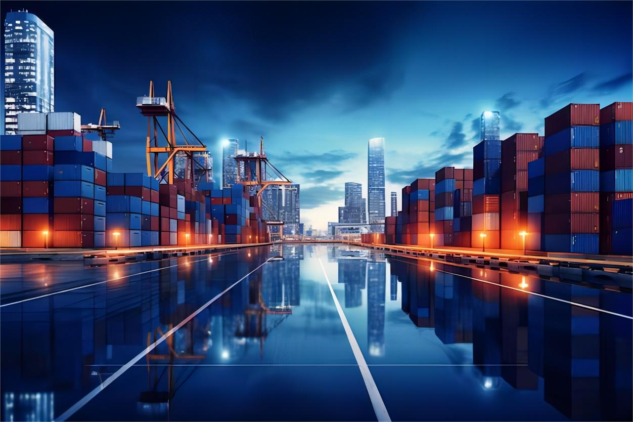 Container ship arriving at a French port