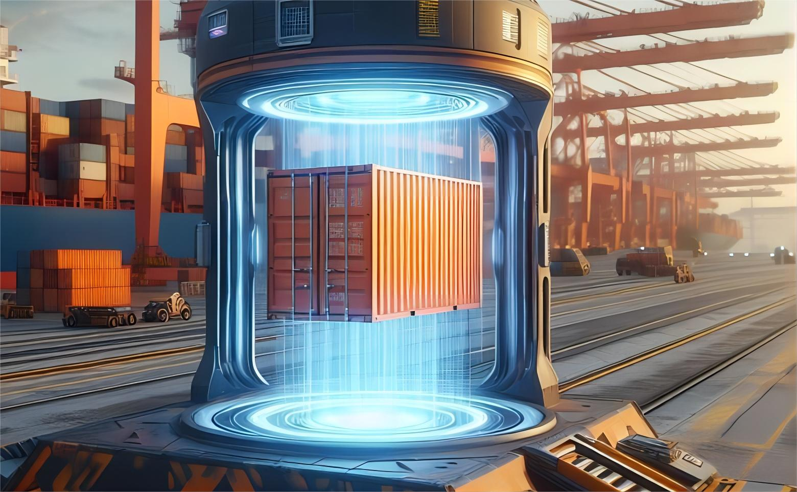 Cargo ship loaded with containers at a busy international port