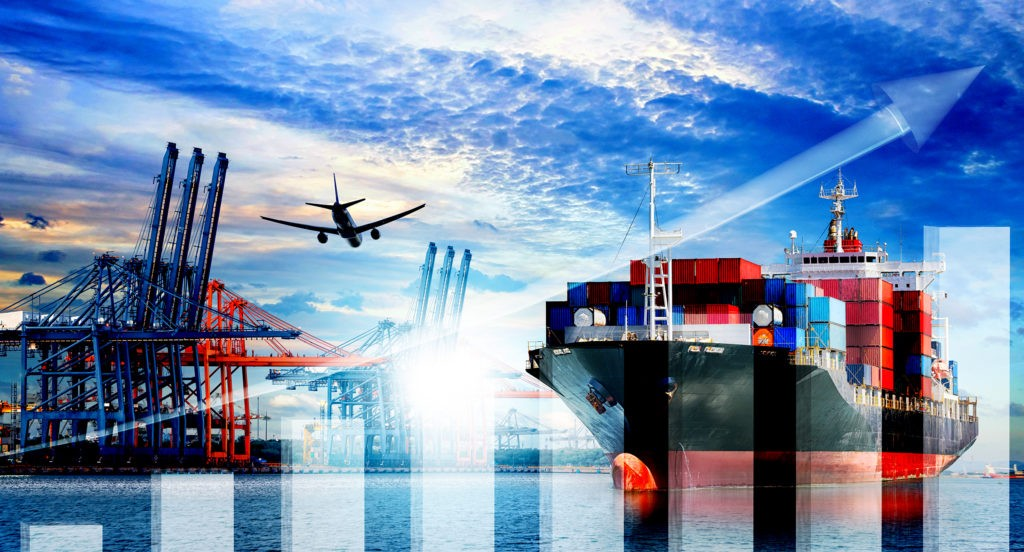 Cargo ship departing from a Chinese port